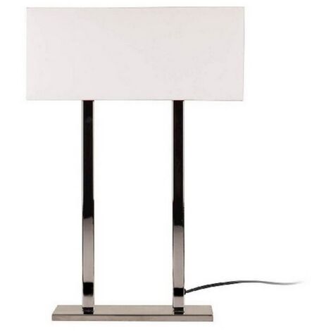 EPIKASA Lampada da Tavolo Vicenza, Metallo, Tessuto, Cromo, Bianco, 35x15x52 cm
