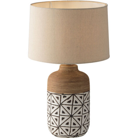 "Lampada da tavolo VIETRI marrone in ceramica con paralume in tessuto (1xE27)"