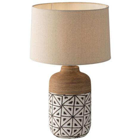 "Lampada da tavolo VIETRI Marrone in Ceramica e Tessuto 1xE27 22x41x41cm."