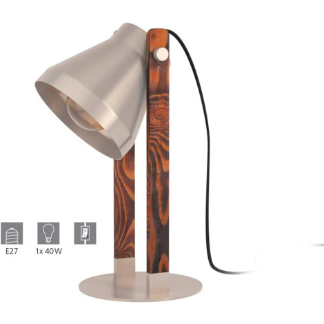Lampada Da Tavolo Vintage Cawton Acciaio Grigio Acciaio 1 Luce E27