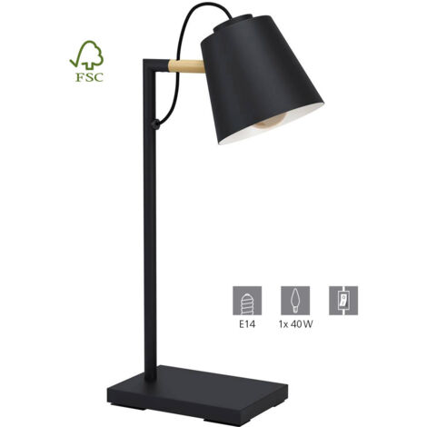 Lampada Da Tavolo Vintage Lacey Acciaio Nero 1 Luce E14