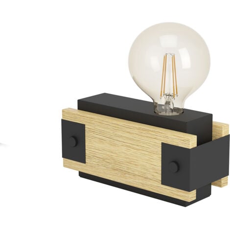 Lampada Da Tavolo Vintage Layham Legno Marrone 1 Luce E27