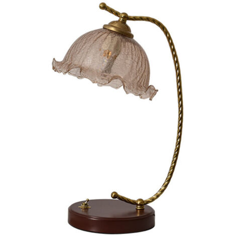 Lampada da tavolo vintage, paralume in vetro, lampada da scrivania per camera da letto, studio, comodino