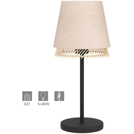 Lampada Da Tavolo Vintage Tabley Acciaio Nero 1 Luce E27