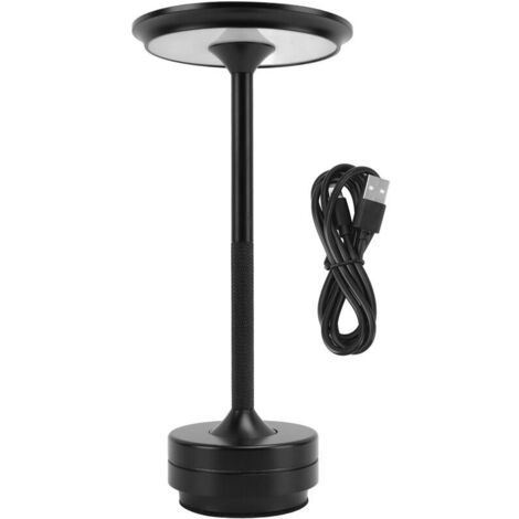 Lampada da tavolo wireless, 3 colori, dimmerazione continua, lampada da tavolo a LED, ricaricabile con controllo touch, lampada da comodino per ristoranti, bar e case, nera