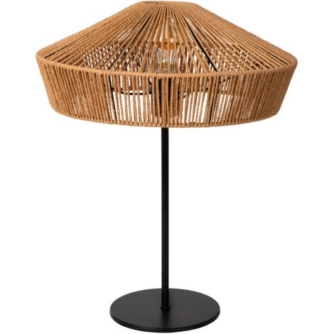 Lampada da tavolo Yunkai Lucide E27 rattan nero marrone