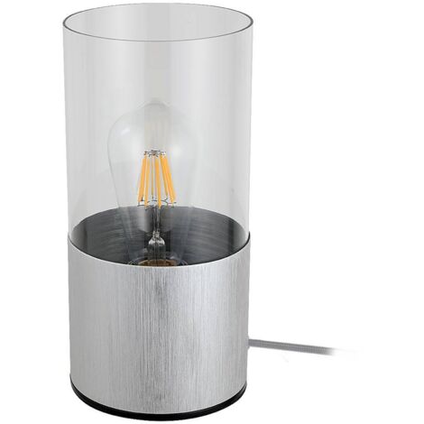 Lampada da tavolo Zelkova in metallo in alluminio spazzolato E27 1x max 40w H: 25 cm Ø12 cm