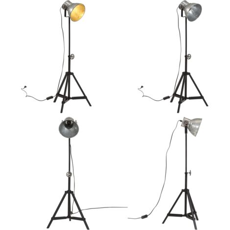 Lampada da Terra 25 W Argento Vintage 35x35x65/95 cm E27 - Lampada industriale - Lampada vintage