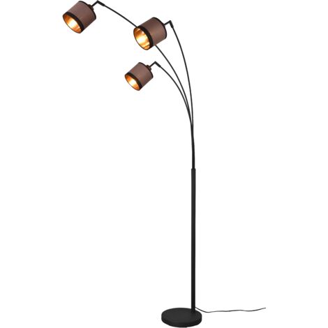 Lampada da terra 3 luci, metallo e tessuto, nero e taupe, H185 cm, Davos