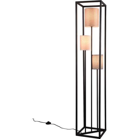 Lampada da terra 3 luci, nero opaco e multicolor, H153 cm, Ross