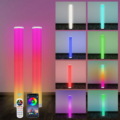 Lampada da terra a LED 2x 6W Lampada d'angolo dimmerabile Lampada da terra  RGB colorata Colonna di luce LED colorata