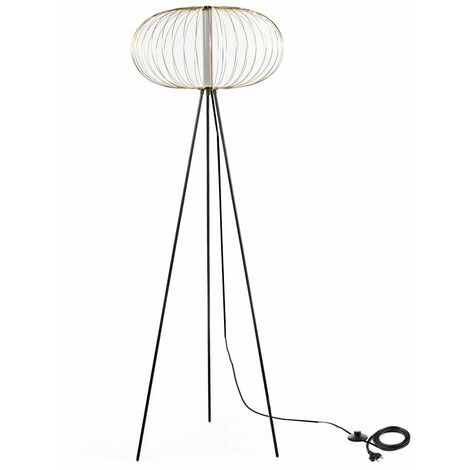Lampada da Terra a LED 50x50xH150 cm in Acciaio e Metallo Mizar Ottone Lucido