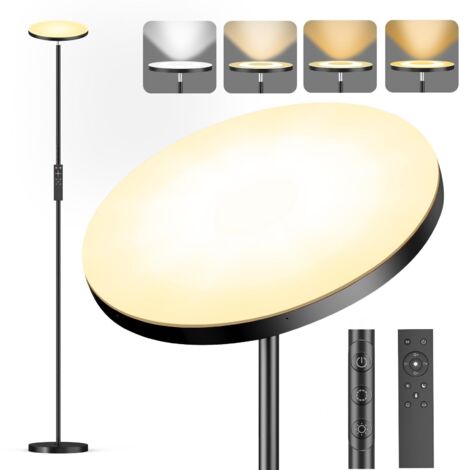 Lampada da terra a LED da 36 W, lampada da terra dimmerabile super luminosa da 3000 LM, dimmerazione continua 2700 K-6500 K, telecomando e controllo touch per soggiorno, camera da letto e ufficio