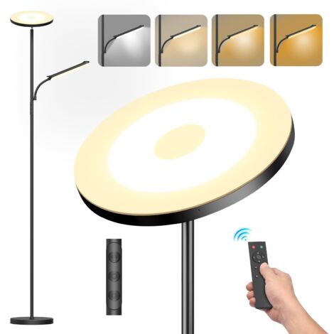 Lampada da terra a LED da 42 W dimmerabile, lampada da terra super luminosa da 4000 LM per soggiorno con luce di lettura, dimmerazione continua 2700 K-6500 K, telecomando e controllo touch per camera 