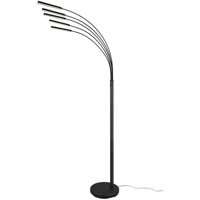 Lampadaire led Reed, anthracite, avec arche, 5 diffuseurs orientables et intensité lumineuse réglable, hauteur 180 cm.