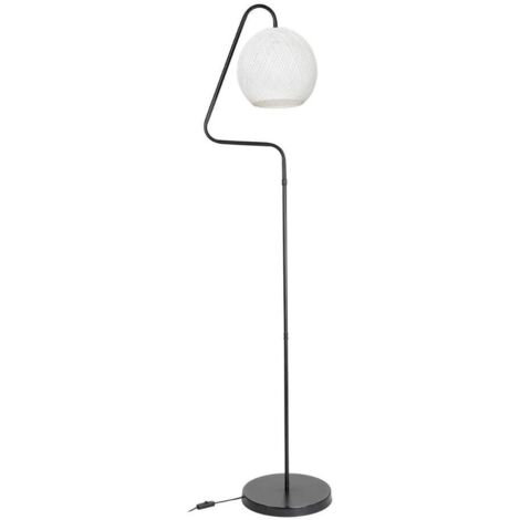 Lampada da terra a stelo Yumak  grigio e paralume tessuto bianco
