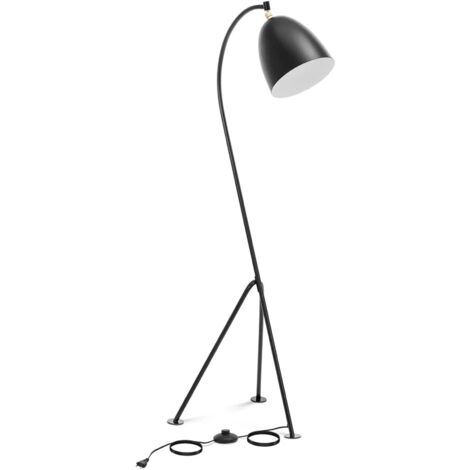 Lampada da terra ad arco con paralume in metallo mobile 40 watt altezza 125 cm ferro verniciato a polvere nero 140009213