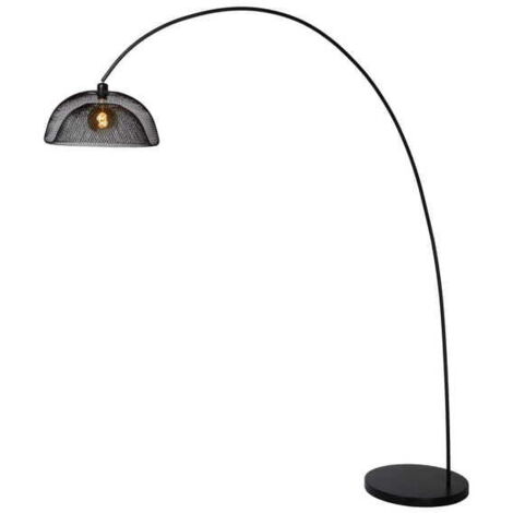 Lampada da terra ad arco Lucide Mesh nera metallo E27 60W