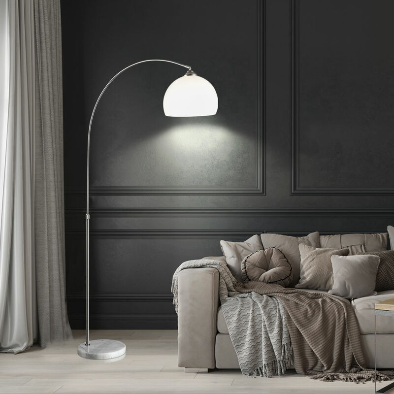 Image of Lampada da terra ad arco, lampada da terra in marmo del soggiorno regolabile in altezza in un set che include lampadine a led