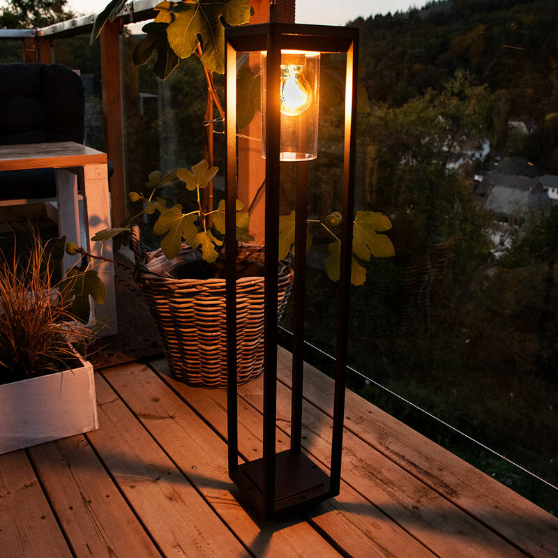 Image of Lampada da terra alu nera illuminazione da esterno faretto da patio lanterna da giardino lampada da cortile