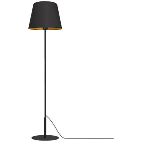 Lampada da terra Arden nera, interno oro, E27 15W Luminex