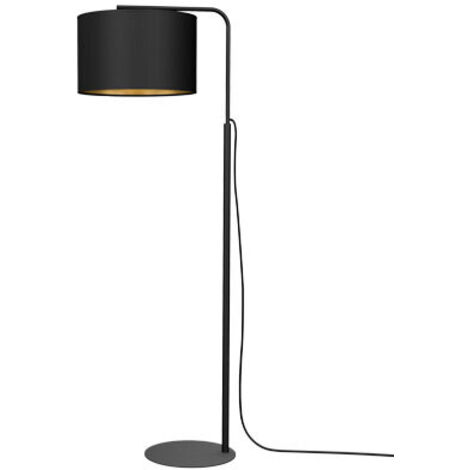 Lampada da terra Arden nera paralume oro E27 15W Luminex