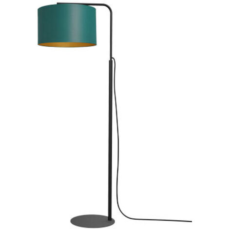 Lampada da terra Arden nera paralume verde E27 Luminex