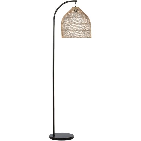 Lampada Da Pavimento In Metallo Rattan 50x50x128 Naturale