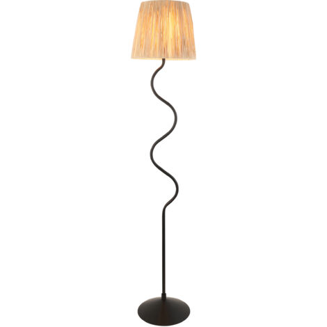 Lampada da terra boho nera opaca rafia E27 Endon Wriggle