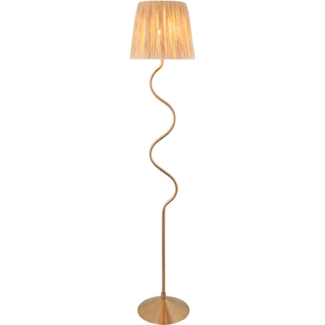 Lampada da terra boho Wriggle ottone rafia E27 Endon
