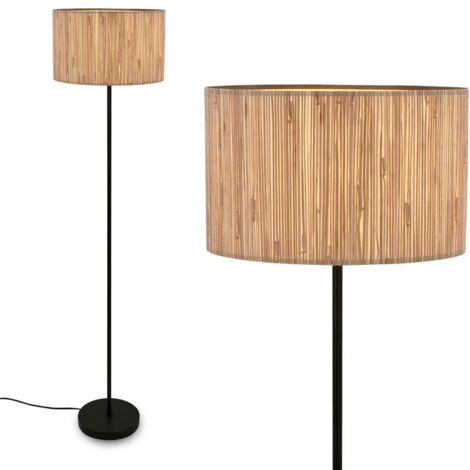 Lampada da terra Briloner Slama, paralume in alghe marine, interruttore a pedale, stile boho, attacco E27, naturale, Ø35 x 161 cm
