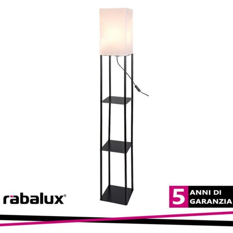 Lampada da terra BRONN E27 1x max.40W metallo nero, tessuto bianco H: 150cm L: 22cm con interruttore a cavo