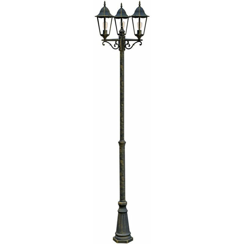 Image of Etc-shop - Lampada da terra candelabro lanterna da giardino lanterna lampada da esterno lampada da terra alluminio vetro, alluminio color bronzo,