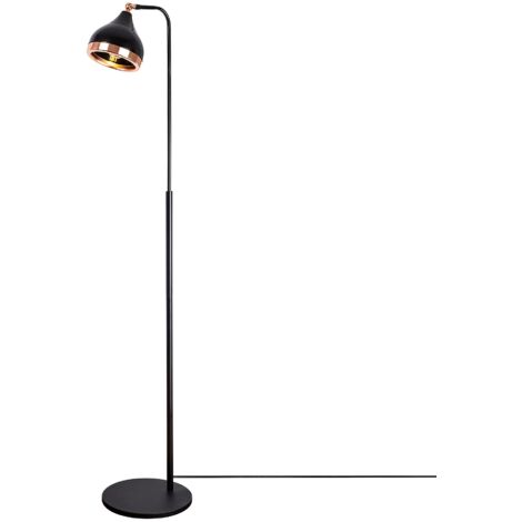 Lampada da terra con abat-jour orientabile H. 165 cm in Metallo Nero e Rame - YILDO