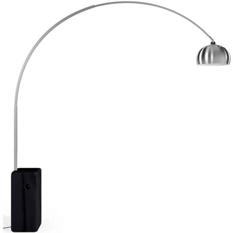Lampada da Terra con Base in Marmo - Lampada da Salotto - Bow Nero
