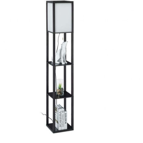 Lampada da terra con mensola Nera