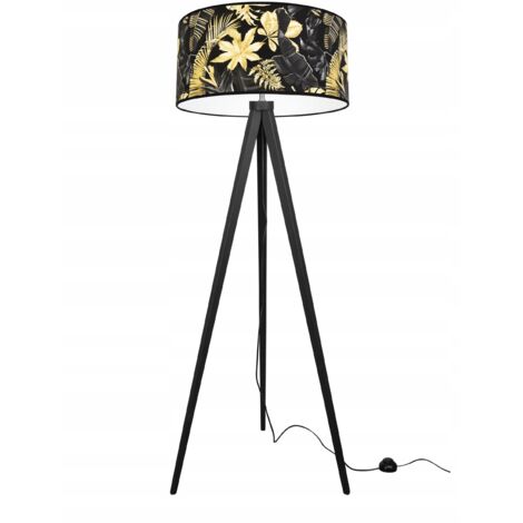 LAMPADA DA TERRA CON PARALUME TREPPIEDE FIORI DORATI A LED