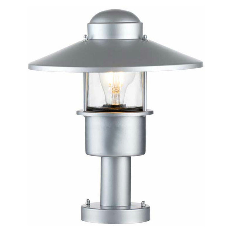 Image of Lampada da terra con piedistallo per esterni lampada da terra in vetro trasparente in acciaio inossidabile argento luce da cortile E27