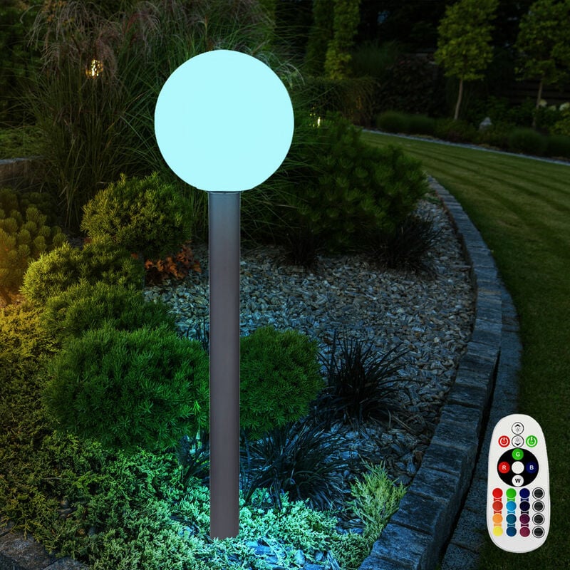 Image of Lampada da terra da esterno lampada da giardino lampada da terra balcone antracite segnapasso, telecomando dimmerabile, 1x led rgb 8.5W 806Lm bianco