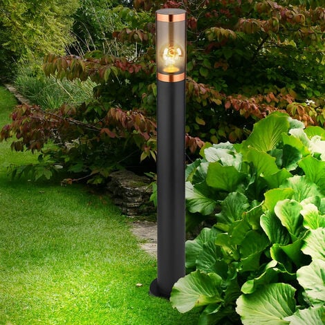 Lampada da terra da giardino per esterni lampada da terra luci da sentiero in acciaio inox per esterni, accento rame nero fumo, 1x LED 7W 806Lm bianco caldo, DxH 7,6x80cm
