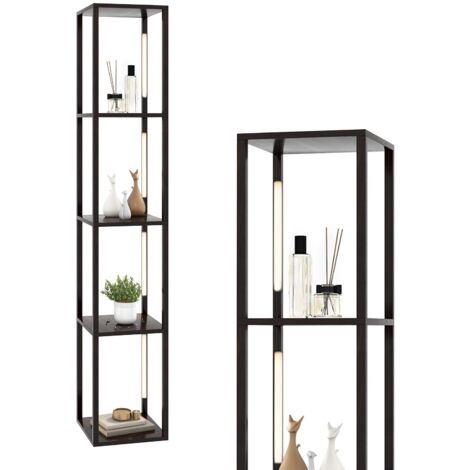 Lampada da terra da soggiorno da 163 cm con 4 ripiani, lampadine LED dimmerabili a 3 vie, marrone