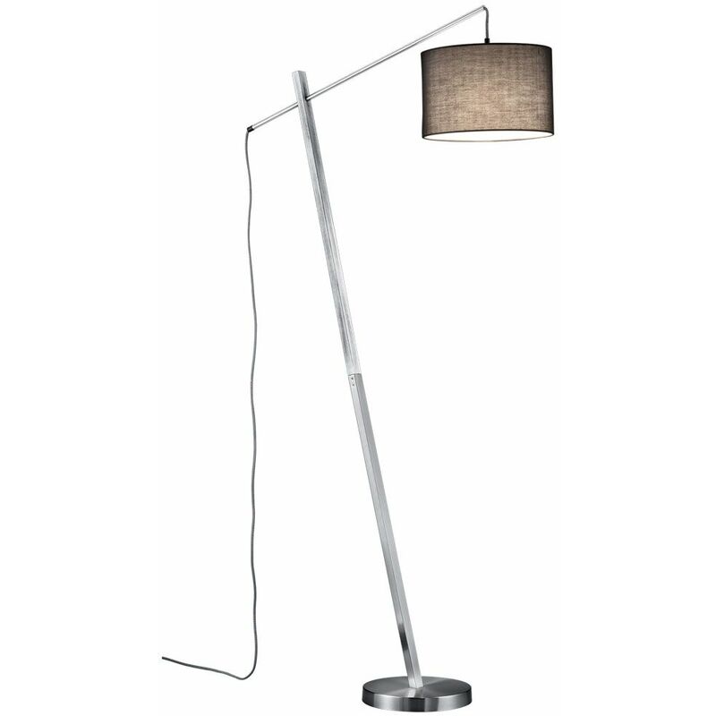 Image of Lampada da terra di design faretto in tessuto lampada da terra grigia illuminazione del soggiorno in un set con lampadine a led