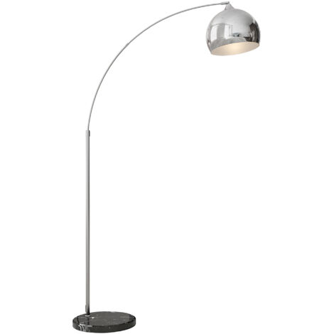Lampada da Terra Design Vintage Asta Regolabile con Attacco E27 Struttura in Metallo e Base in Marmo Argento