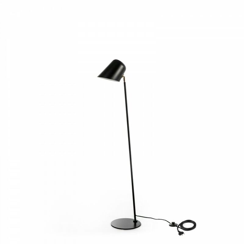 Image of Iperbriko - Lampada da terra elegante in metallo nero opaco, dimensioni 25cm x 25cm x 130cm