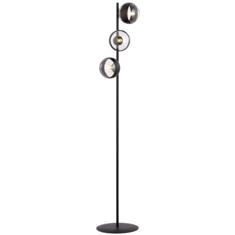 Lampada da terra Emibig ROSSI Stripe nera in vetro 3xE14