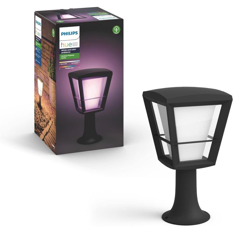 Philips Hue White and Color Ambiance Econic, Lampada a Led da Esterno Smart, dimmerabile, Nero