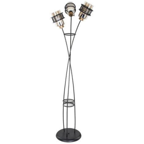 Lampada da terra Grande  in ferro intrecciato 3 luci in vetro