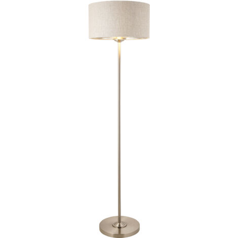 Lampada da terra Highclere cromo con paralume lino E27