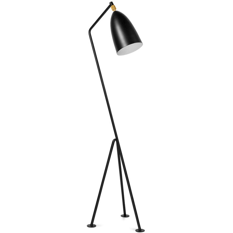 Lampada da Terra a Treppiede - Lampada da Salotto - Hopper Nero - Acciaio, Metallo