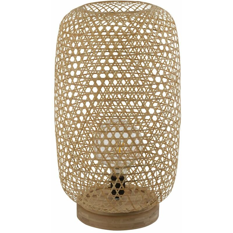 Image of Lampada da terra, treccia di bambù naturale, lampada, soggiorno, illuminazione della camera da letto